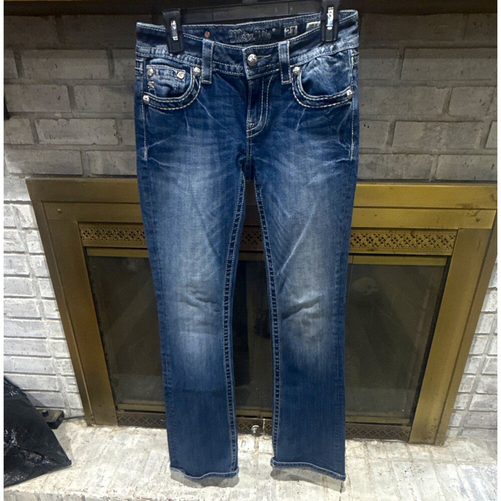 Women’s Miss Me Signature Bootcut Jeans Size 27 Blue Medium Wash Western Stretch